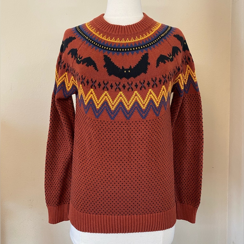ModCloth Women's Rust Halloween Spooky Bat Sweater